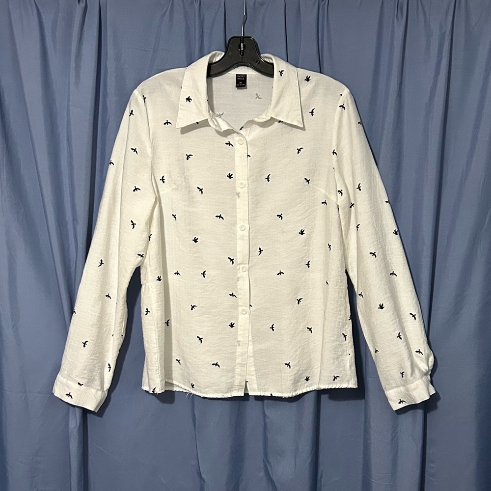 🔥 5/$25 Emory Rose Light Cotton Blouse Top - Birds Size XL